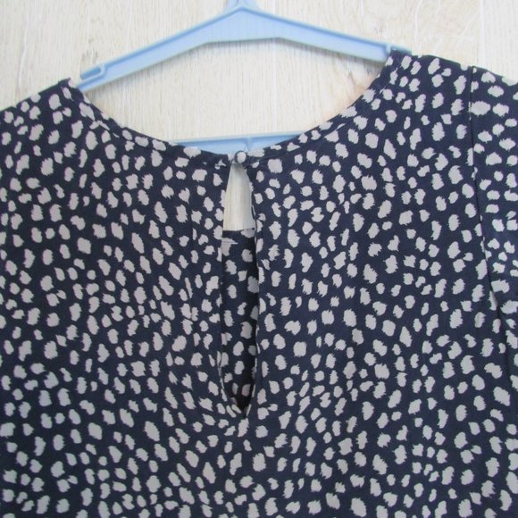 Joie Silk Navy Animal Print Blouse Top Cap Sleeves - Picture 3 of 6